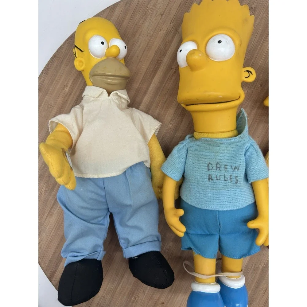 Vintage Lot of 3 The Simpsons Homer Bart Lisa 90s Plush Dolls